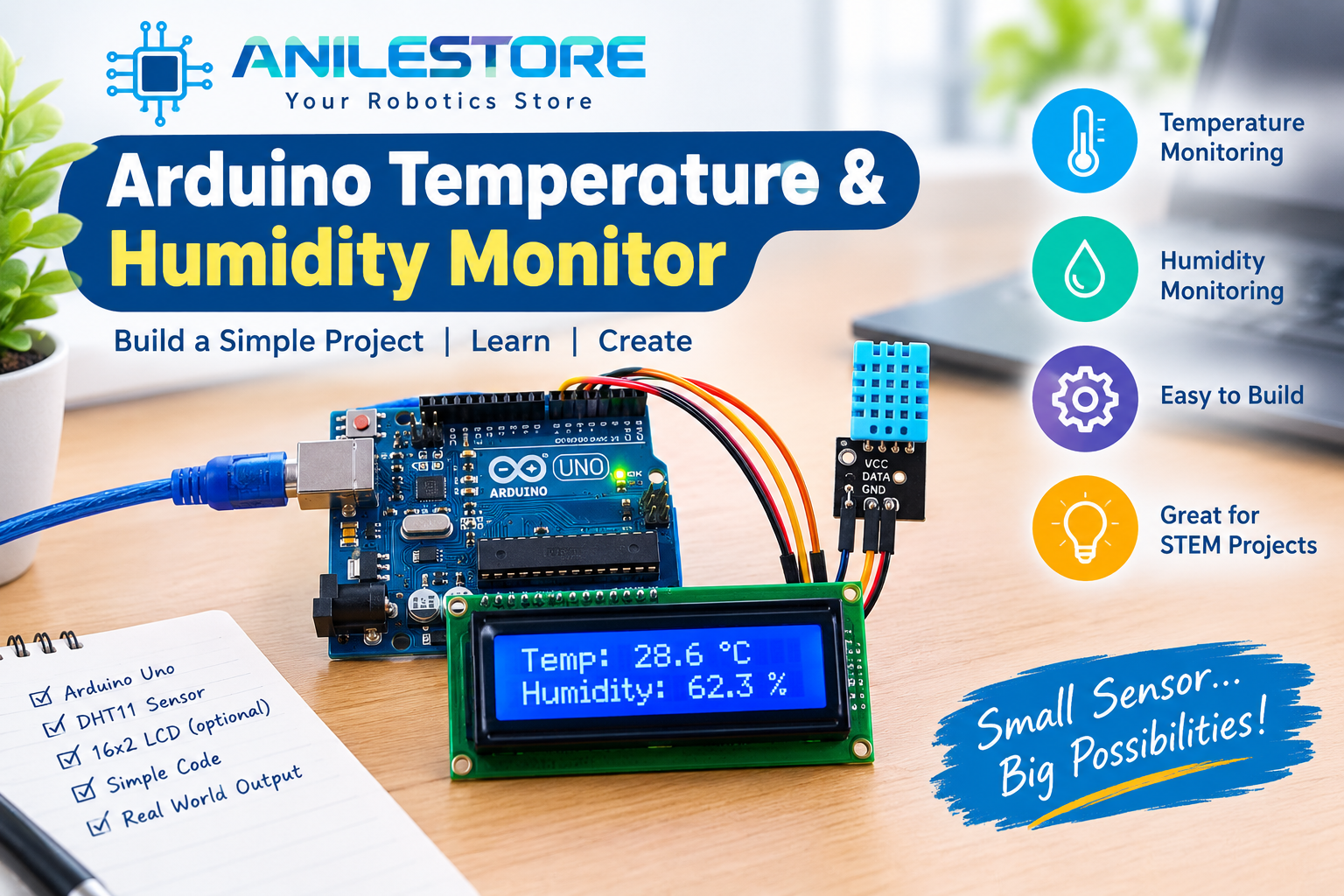 Build a Smart Temperature & Humidity Monitor with Arduino – Step-by-Step Guide