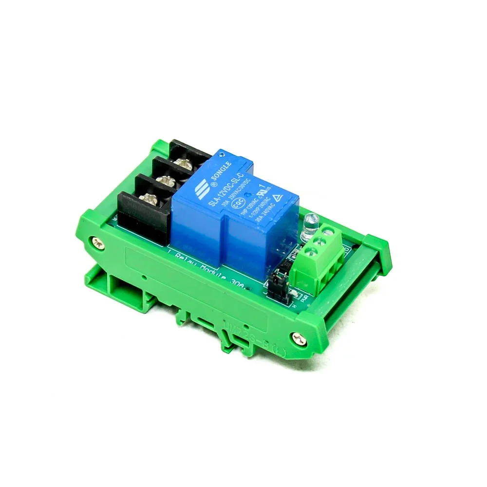 1 Channel Relay Module 30A with Optocoupler isolation 12V Supports High And Low Trigger (with Guide Rail)
