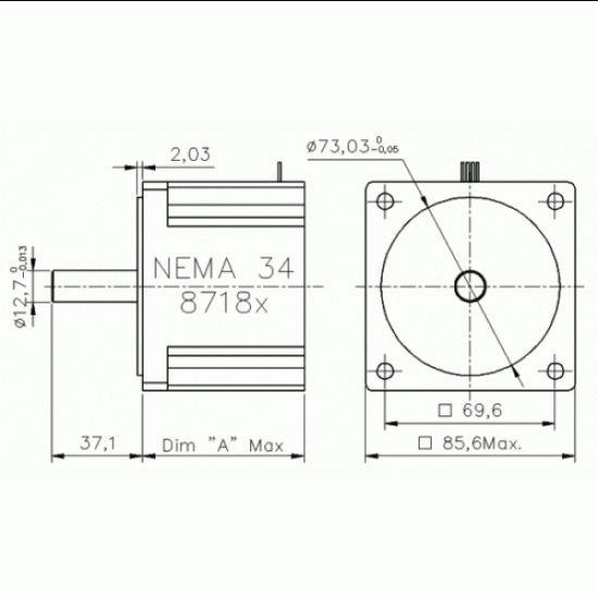 NEMA34 68kgcm Hybrid Bipolar Stepper Motor