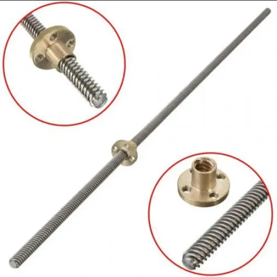 500MM Trapezoidal Lead Screw 8MM Thread 2MM Pitch with Copper Nut