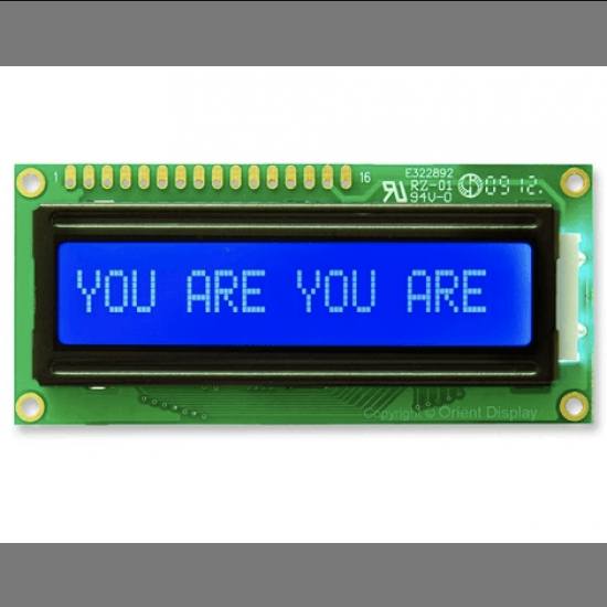 16x1 LCD Display - Blue Backlight
