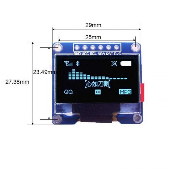 0.96 inch OLED Blue Display Module SPI/I2C 128x64 - 6 Pin
