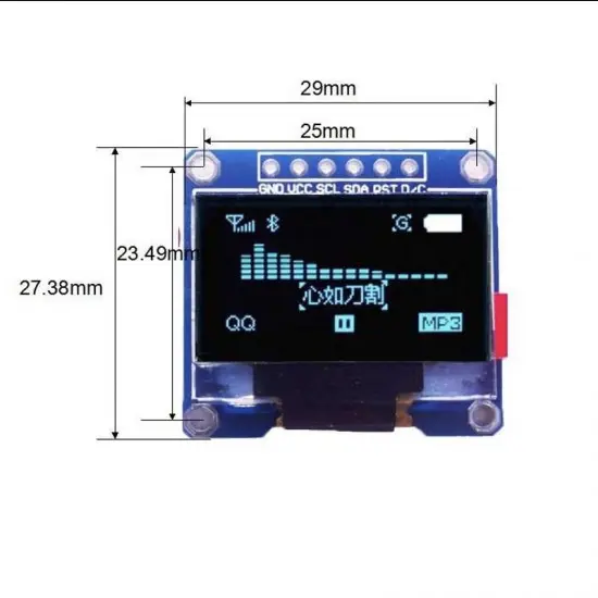 0.96 inch OLED Blue Display Module SPI/I2C 128x64 - 6 Pin