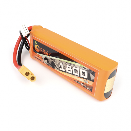 1800mAh 3S 30C (11.1 v) Orange Lithium Polymer Battery Pack (LiPo)