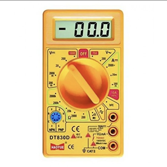 Digital Multimeter DT830D Yellow Color - 1000V DC/750V AC