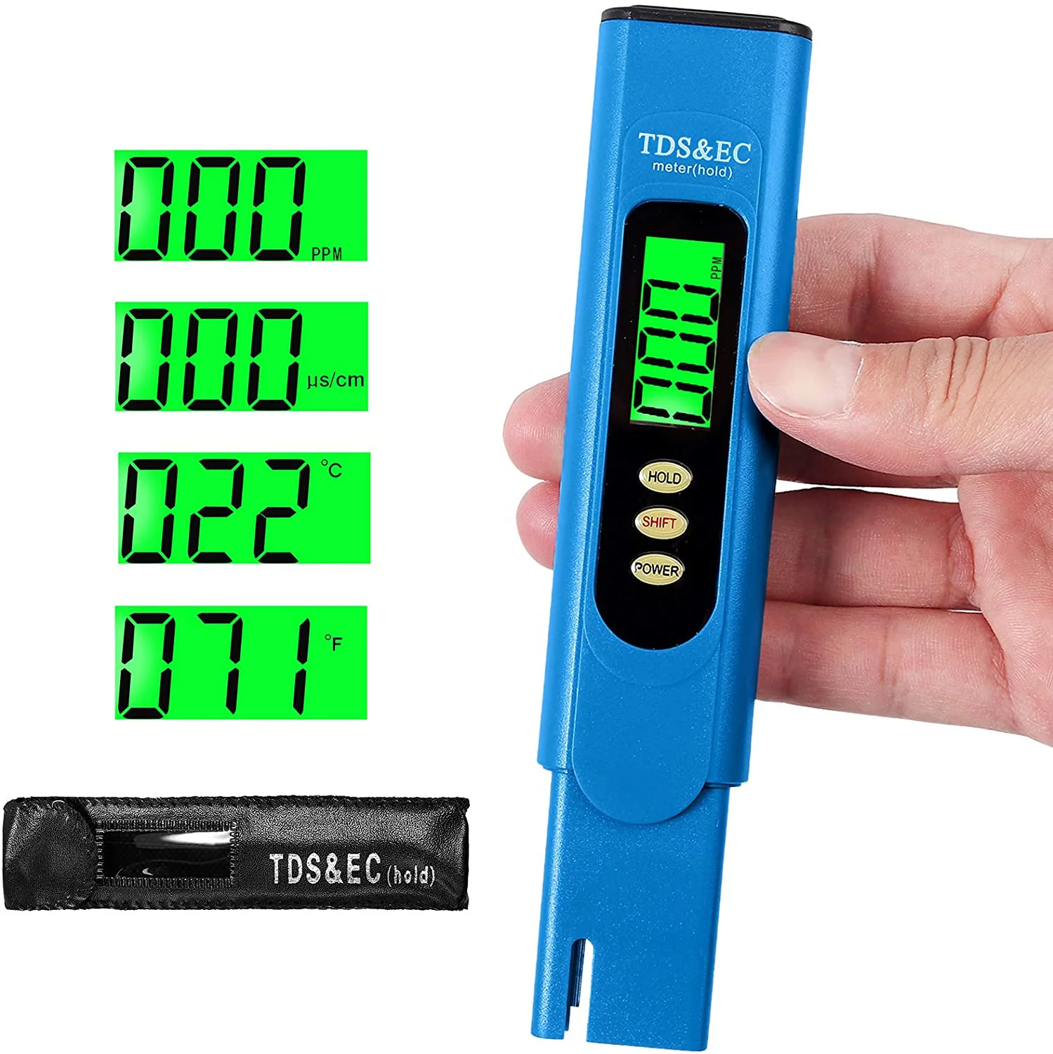 Blue TDS and EC Digital LCD Meter Conductivity Tester