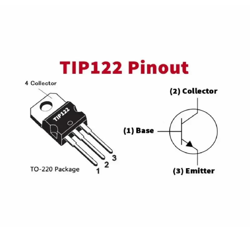 TIP122 Darlington NPN Power Transistor 100V 5A TO-220 - Image 3