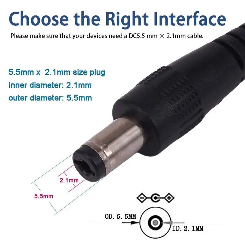 12V 5A DC Power supply adapter with 5.5mm x 2.5mm male plug pin connector - Image 3