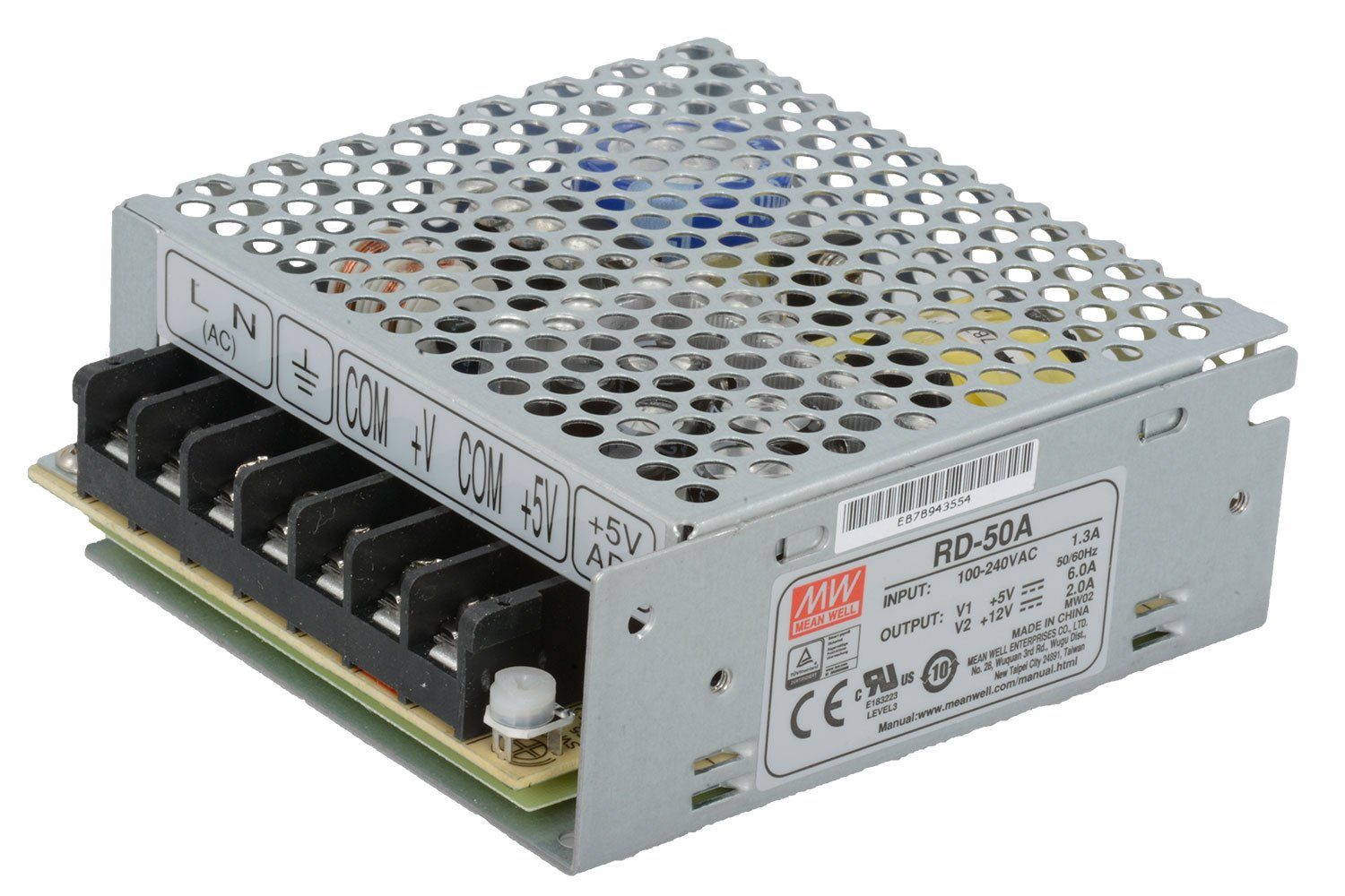 Meanwell RD-50A AC-DC SMPS Power Supply, Dual Output 5V 6A, 12V 2A