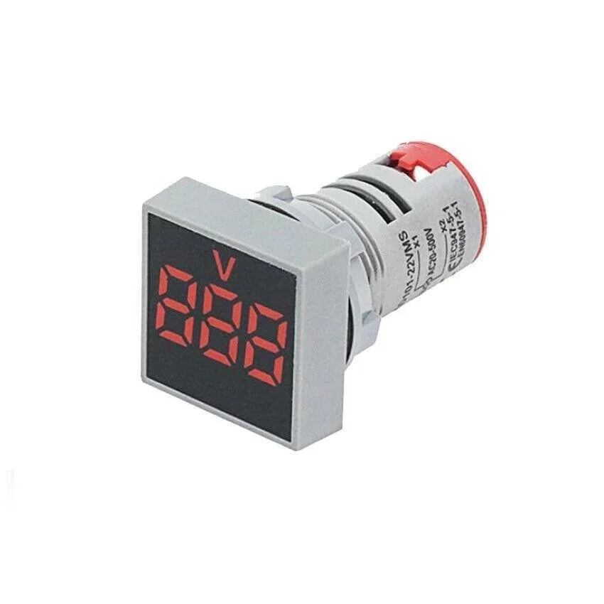 Red AC 60-500V 22mm AD16-22FSV Square Frosted Surface LED Voltmeter Indicator Light