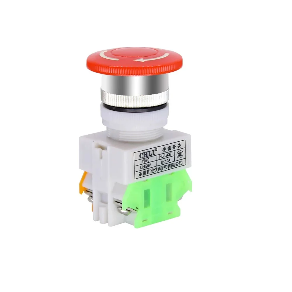 Red Mushroom Cap LAY37- 11ZS 1NO 1NC DPST Emergency Stop Push Button Switch AC 660V 10A Switch Equipment Lift Elevator Latching Self Lock