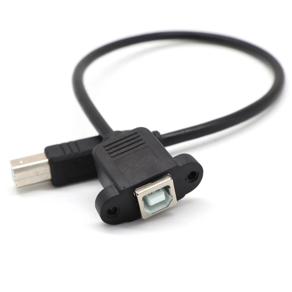 USB 2.0 Type B Male To Type B Female Printer Extension Cable With Panel Mount 30cm