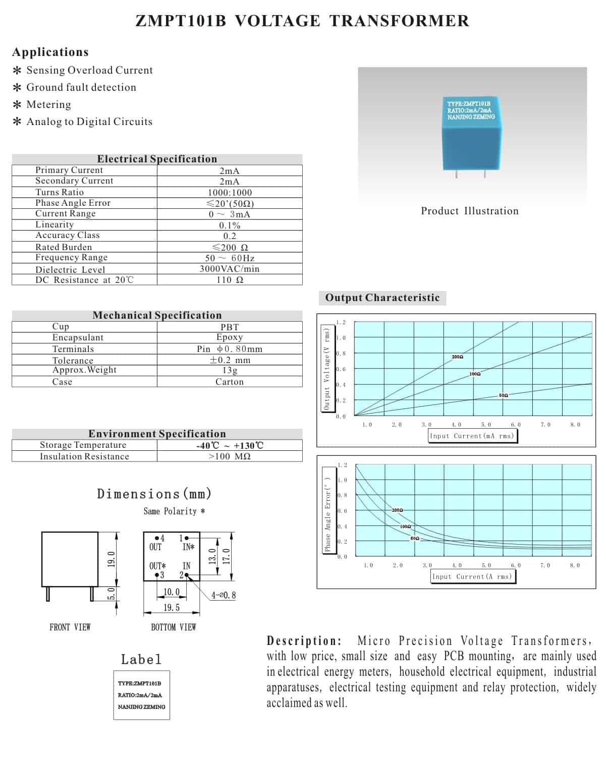 ZMPT101B AC Single Phase Voltage Transformer Sensor Relay - Image 4