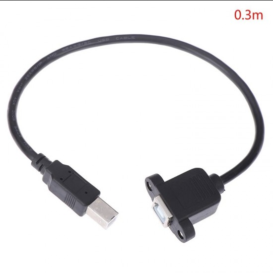USB 2.0 Type B Male To Type B Female Printer Extension Cable With Panel Mount 30cm