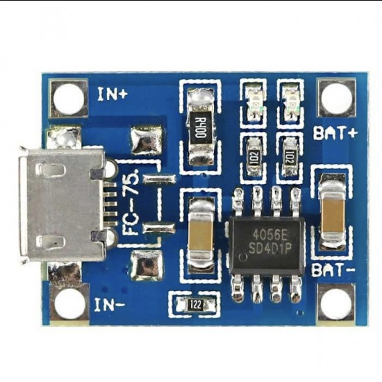 TP4056 1A Li-ion Lithium Battery Charging Module with Current Protection - Mini USB